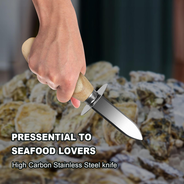 Upoomart Oyster Shucking Knife, Oyster Shucker,2 Set Sturdy Sharpness Oyster Knife, 2 pack Gloves with Cut Resistant Level 5 Protection, 1 anti-slip