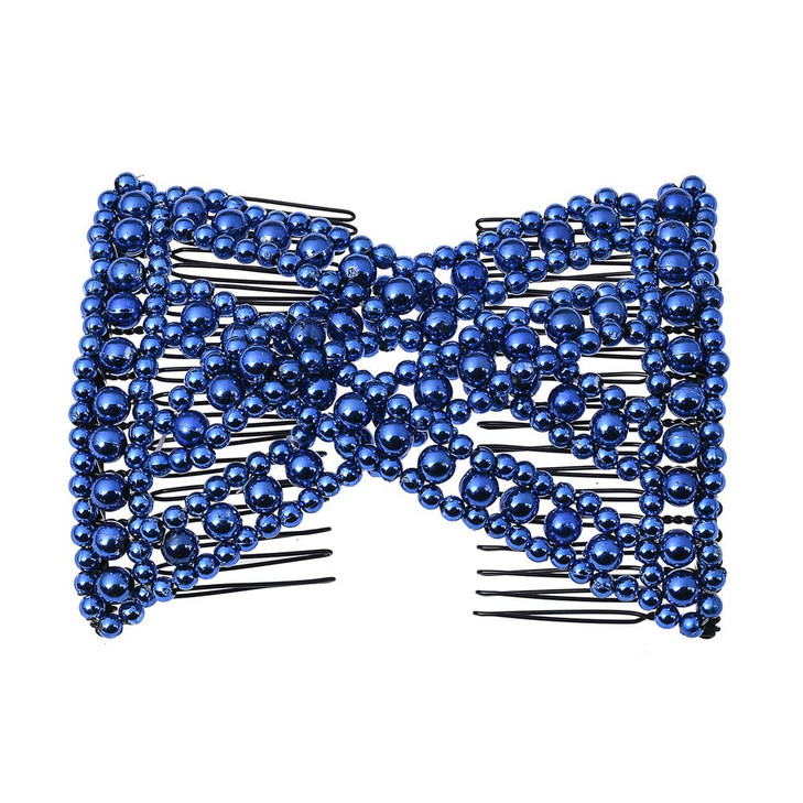 LOVEF 3 Pcs Ponytail Comfy Comb, Hair Comb is perfect for Easy Ponytails, UpDos and Twists, Hair Accessory with Beaded Double Combs, Blue Light Blue