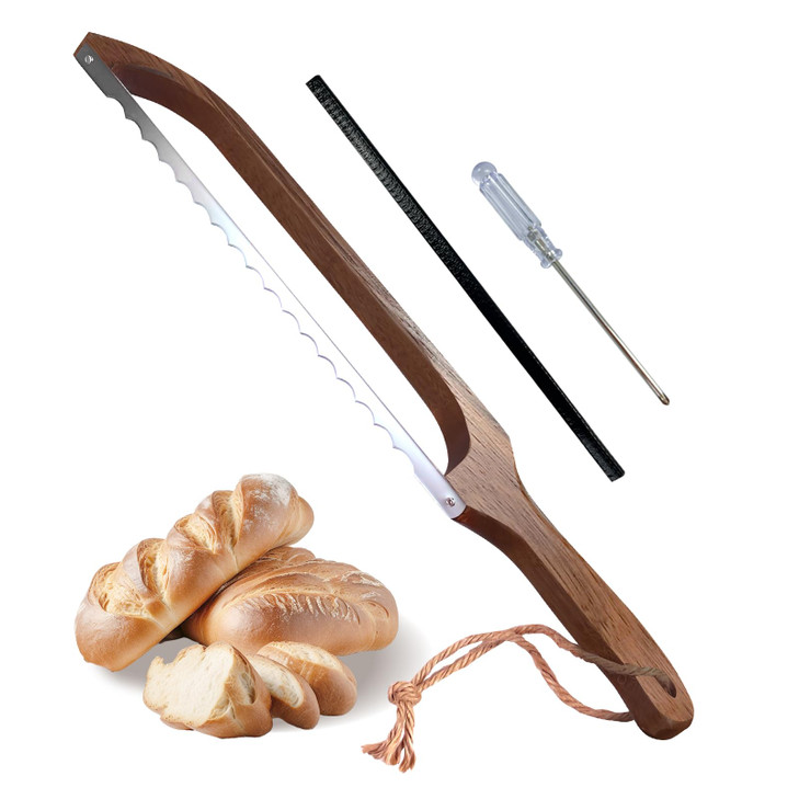 HOTTOR Sourdough Bread Knife for Slicing, Wooden Bread Slicer Bow Saw Cutter for Homemade Easy Cutting,Sourdough Knives Baking Supplies (Dark Brown)