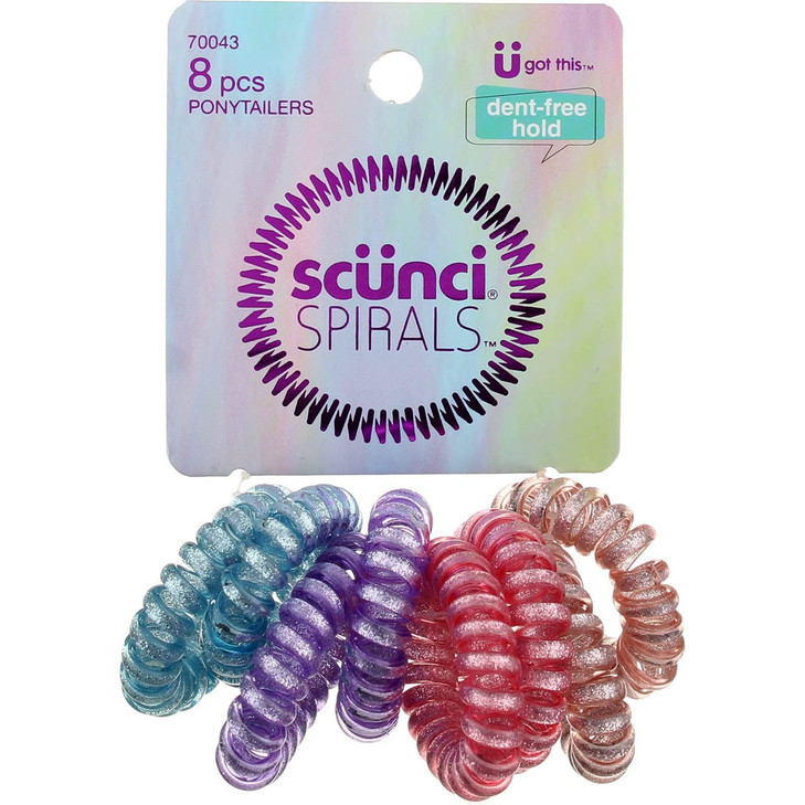 ScUnci Hair Color Matching Elastics for Blonde Hair - 8 pieces + Bonus! Spiral Ponytailer!
