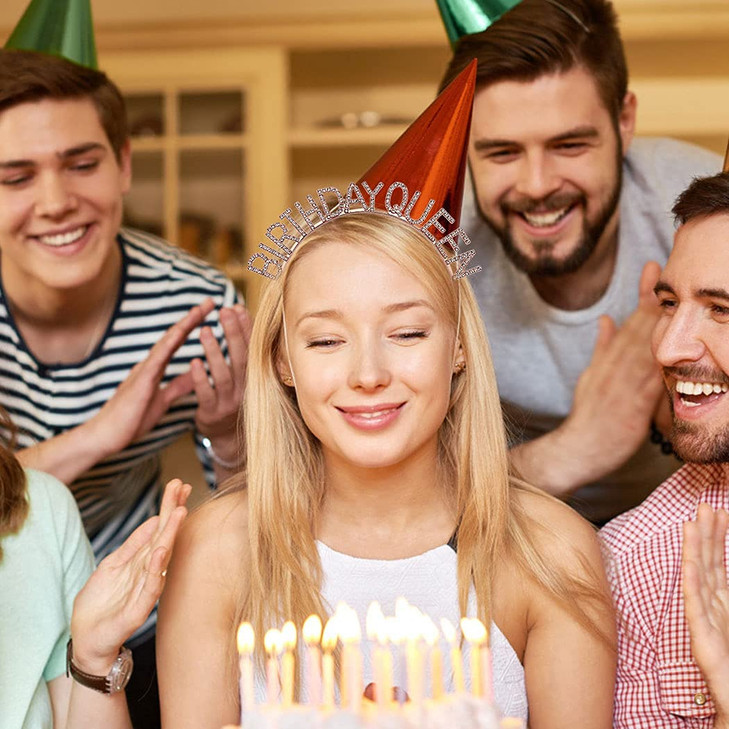 AOPRIE Birthday Crown for Women - Rose Gold Tiara for Girls - Princess Crown Rhinestone Happy Birthday Accessory