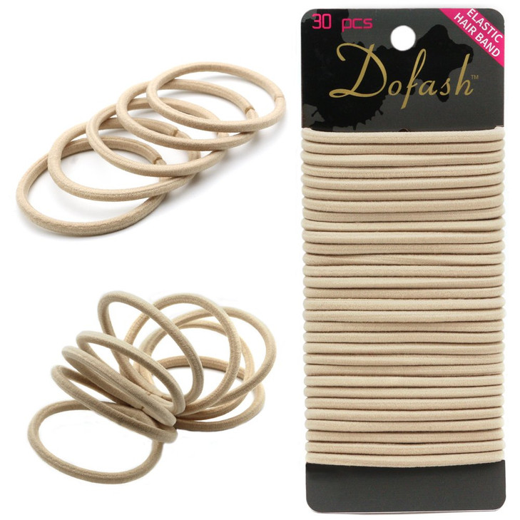 Dofash Hyper Elastic Hair Ties, 30 PCS Beige Hair Bands for Women's Hair, Blonde, Reusable, Nylon, Quick Stretch and Restore, Smooth Junction, Durabl