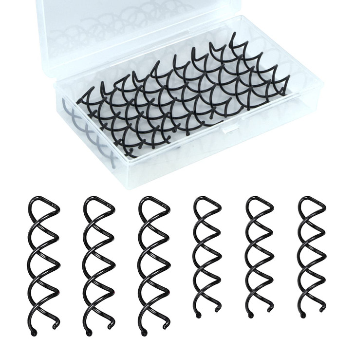 Spiral Bobby Pins Black with Storage Tin, 20 Pcs Spin Pins for Hair(2&2.4 Inch), Premium Spiral Hair Pins for Buns, Non Scratched Twist Screw Hair Pi