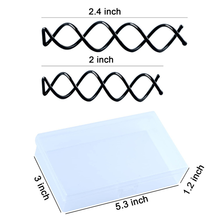 Spiral Bobby Pins Black with Storage Tin, 20 Pcs Spin Pins for Hair(2&2.4 Inch), Premium Spiral Hair Pins for Buns, Non Scratched Twist Screw Hair Pi