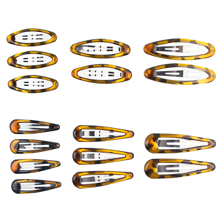 16pcs Snap Hair Clips, Classic Tortoise Hair Clip, Vintage Hairpin Accessories for Women Girls, Metal Barrettes Various Size and Style Combinations S