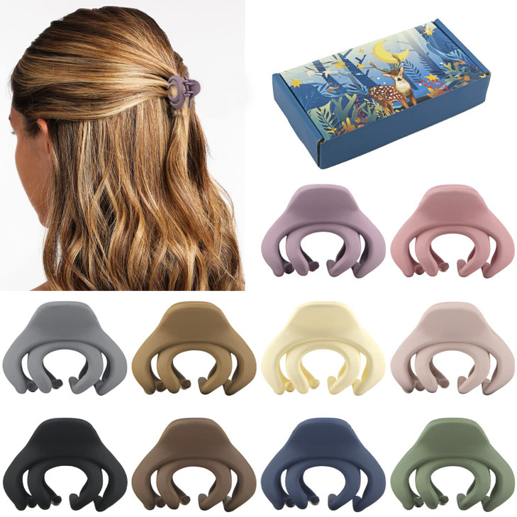 Small Hair Clips for Women Girls Kids, Tiny Hair Claw Clips for Thin/Medium Thick Hair, 1.5 Inch Mini Hair Jaw Clips Matte Octopus Clip Nonslip Spide