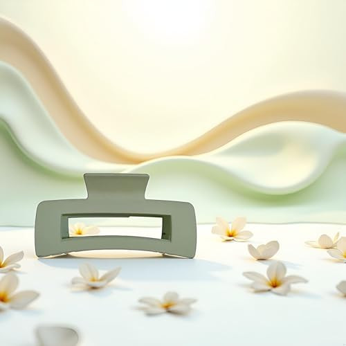 Green Solid Hair Claws Large Clips Strong Hold Big Claw Barrettes Hair Accessories for Women Girls Thick Thin Long Hair No Slip Square Hairpin