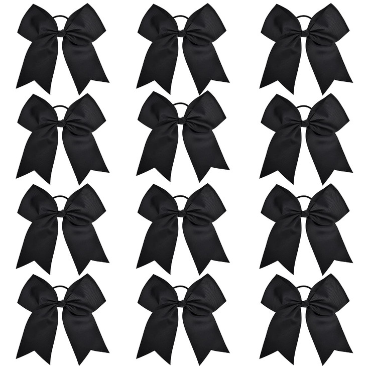 8" Large Cheer Bows Ponytail Holder 12PCS Girls Elastic Hair Ties Red Navy Accessories for women youth toddler football Competition Sports