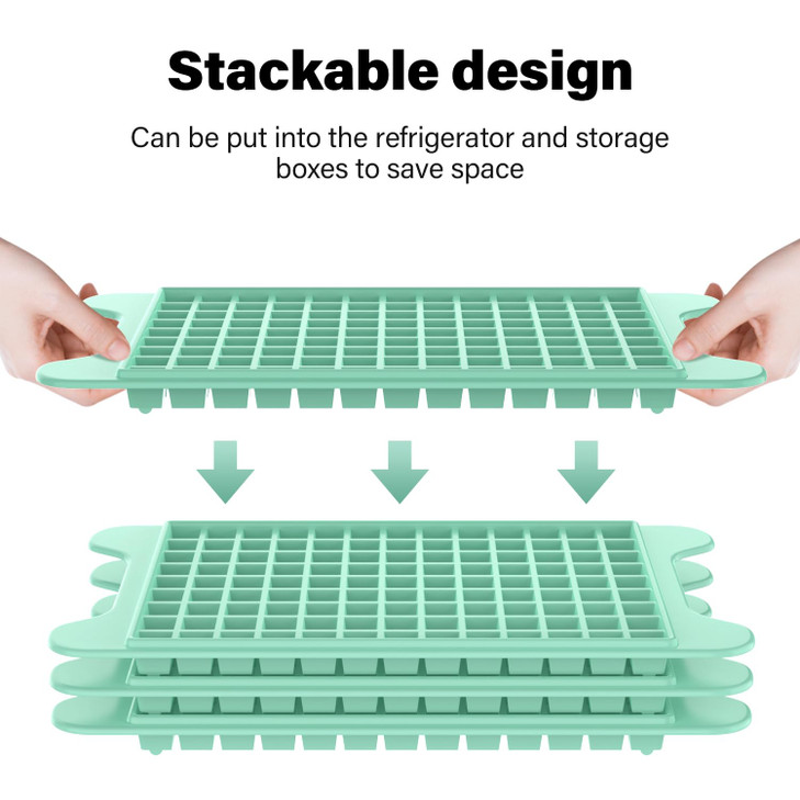 Mini Ice Cube Tray for Freezer: FDDBI Small Ice Trays for Freezer with Bin - 117×4PCS Easy Release Nugget Ice Tray - Crushed Ice Tray with Container