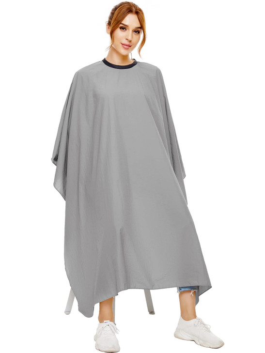 izzycka Hair Cutting Cape for Adults-Nylon Waterproof Large Salon Capes for Hair Stylit-Grey Barber Cape-with Adjustable Snap Closure-56 x 64inch Hai