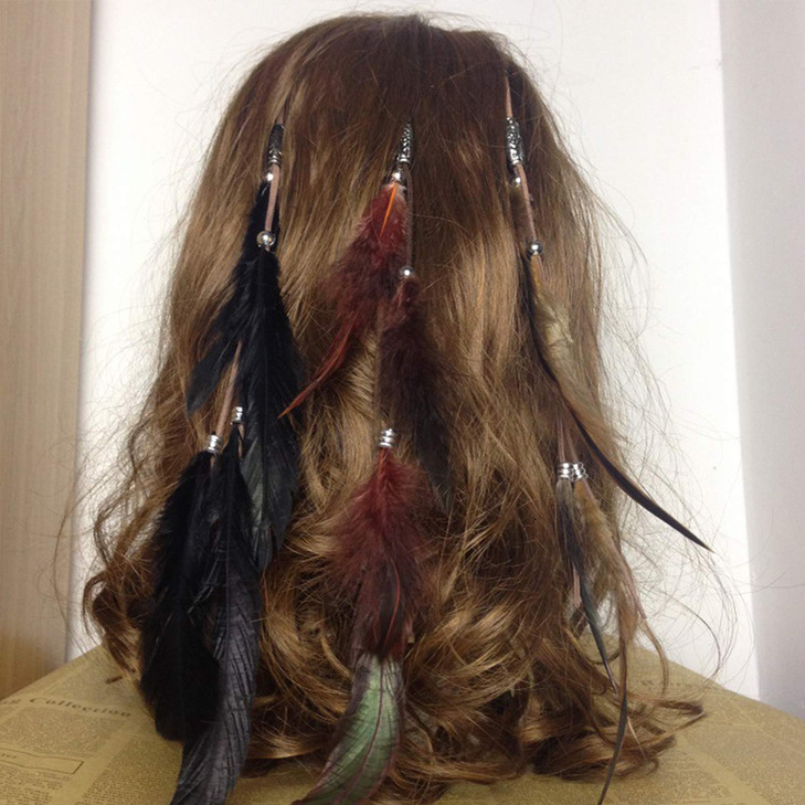 6 Pcs Feather Hair Clips Hippie Indian Boho Barrettes Tassel Bohemian Headpiece Hair Pins Hairpins Hairclips Halloween Women Cute Birthday Party Deco