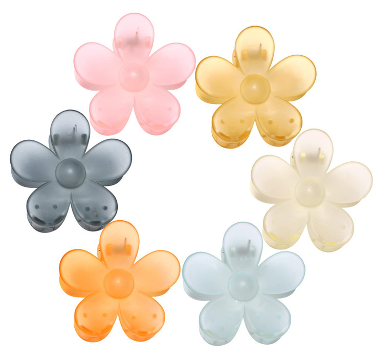 Big Hair Claw Clips Matte Flower Hair Clips Non Slip Cute Hair Catch Barrettes Jaw Clamps 6 Colors for Medium Thick Hair Women Girls 6PCS (matte colo
