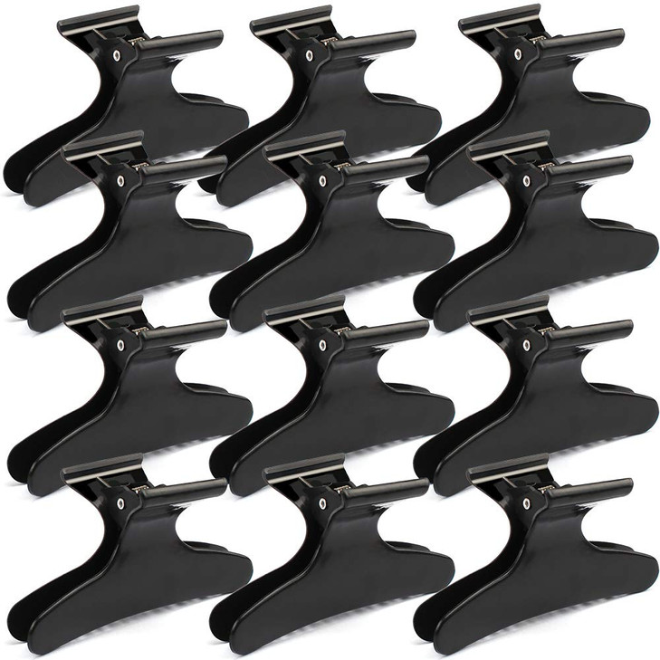 Ondder Hair Clips for Styling Sectioning Black Butterfly Hair Clips Clamps Claws Pro Salon Hair Clips for Cutting, Styling, Sectioning, Coloring Hair