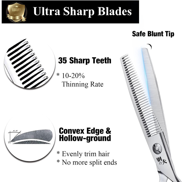 Hair Cutting Scissors Professional Sharp Barber Shears Salon Thinning/Texturizing Scissors 6 Inch Hairdressing Scissors for Women Men Japanese Stainl