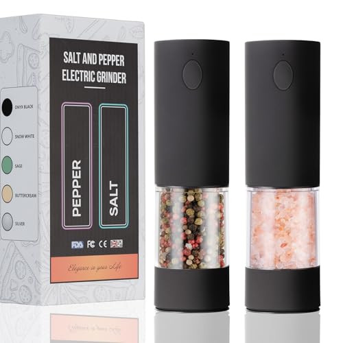 OPIIV Electric Salt & Pepper Grinder Set (2 Pack)  USB Rechargeable, Adjustable Coarseness, One-Handed Operation with LED Light  Automatic Spice Mi