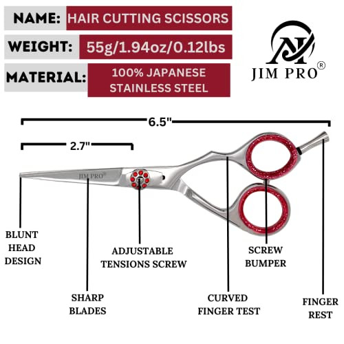 JIM PRO Hair Cutting Scissors Set, Professional Shears Kit (Hair Beard Trimming Shears & Barber Thinning Scissors Set) Beard & Mustache Scissor Kit f