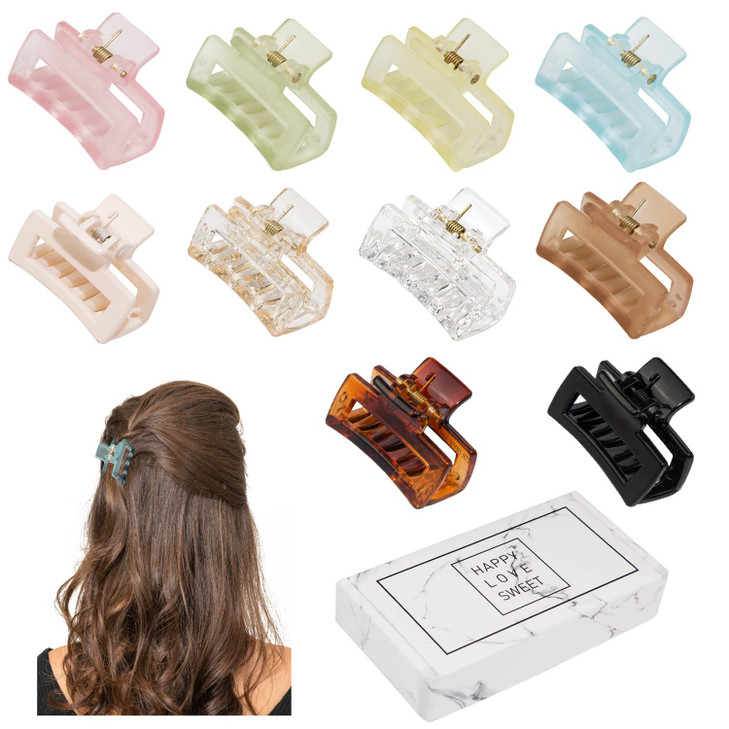 Small Tiny Claw Hair Clips for Women Girls for Thin/Medium Thick Hair, 1.5 Inch Mini Hair Jaw Clips Matte Rectangle Nonslip Clip with Gift Box (Matte