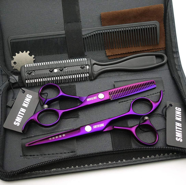 5.5 Inches Hair Scissors with Thinning Comb Hair Cutting Shears Thinning Shears Set for Professional and Personal (Violet)
