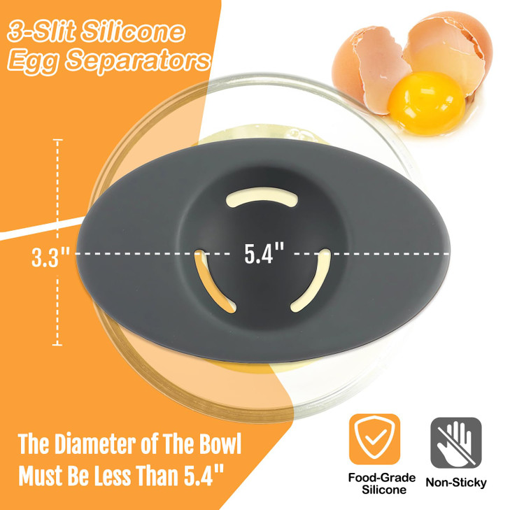 2PCS Silicone Egg Separators, Food-Silicone Egg White Separator, 3-Slit Egg White Separator from Yolk for Baking, Must-Have Egg Separator Tool, Set o