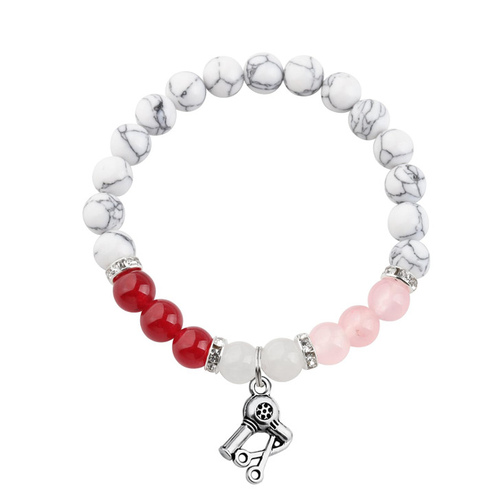 PLITI Hairdresser Bracelet Hairstylist Appreciation Gift Cosmetologist Gift Beautician Gift For Women Hair Barber Gift (Jesus Scissors bead bg)