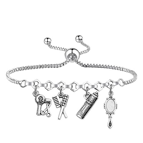 PLITI Hairstylist Bracelet Hairdresser Appreciation Gift Cosmetology Graduation Gift For Hair Barber Beautician Gift (Jesus Scissors slide bg)