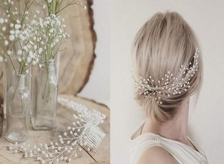 Denifery Elegant Bridal Pearl Hair Comb Handmade Headpiece Wedding Accessory Pearl Jewelry Wedding Hair Comb Bridal Tiara Bridal Headdress Pearl Wedd