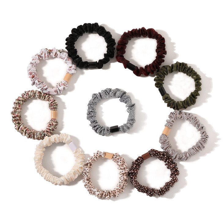 Hair Ties Silk Satin Scrunchies - Small Mini Thin Elestics Ponytail Holder Hair Bands Skinny Scrunchy For Thick Curl Hair No Crease Hair Ties Soft Ac