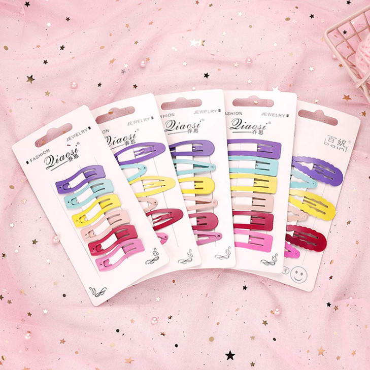 60 Pcs Non-Slip Snap Hair Clips with 60 Pcs Elastic Hair Bands Candy Color Metal Barrettes Star Butterfly Heart Hairpin for Kids Girls and Women Hair