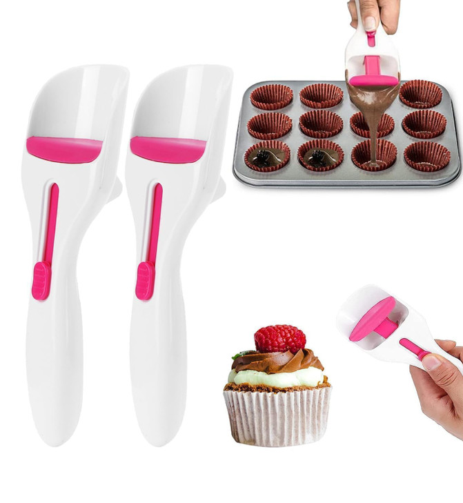 2Pcs Batter Dispensers Cake Pastry Spatula Spoon Cupcakes Shovel Cake Dispensing Spoon Durable Baking Pastry Tools
