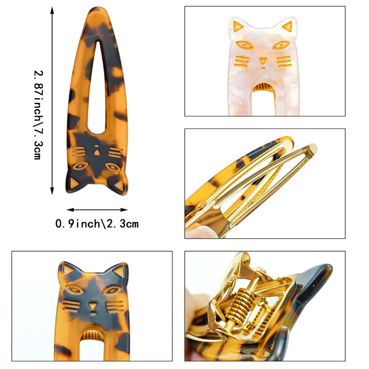 4 PACK Cat Hair Clips Cute Cat Barrettes Fashion Alligator Clip Hair Cat Hair Clips for Women