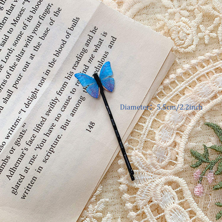 DIYstore 24 Pcs Blue Butterfly Hair Clips Mini Bangs Clips Non-Slip Hair Clips Barrette Clip Hair Accessories for Girls and Women