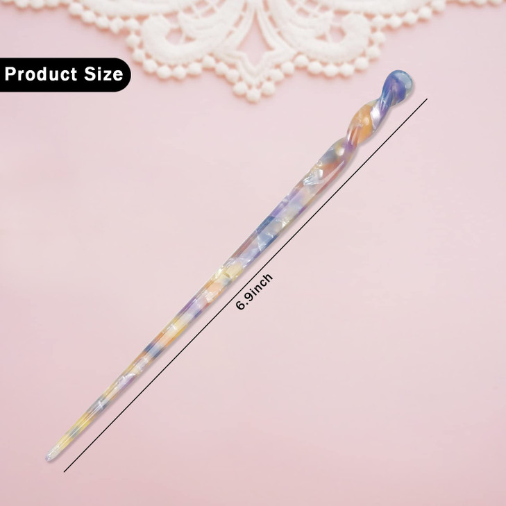 10 Packs Vintage Hair Forks Tortoise French Style Shell Cellulose Acetate Hair Pin Sticks Bun Hair Pins Clips for Women Girls Hairstyles