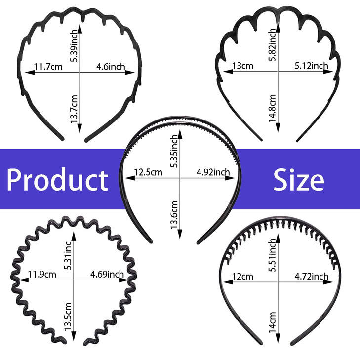 BOYIVI 10 PCS Non Slip Fashion Effortless Plastic Headbands with Teeth Skinny Hair Bands Combs for Women Men Teen Boys Girls