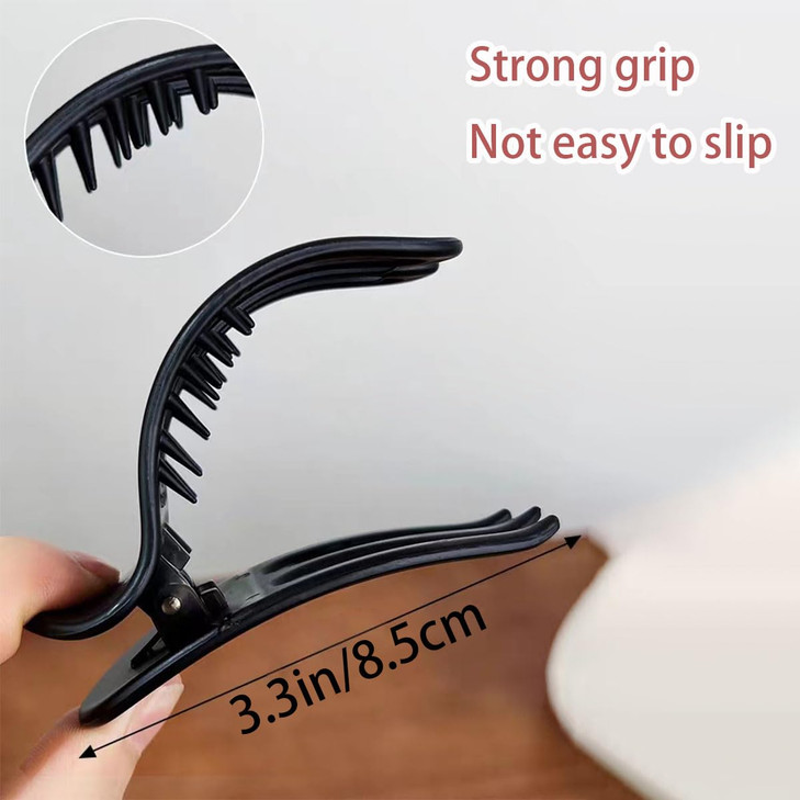 4 PCS French Concord Flat Hair Clips for Women, 3.54 Inch Curved Hair Claw Clips Alligator Hair Barrettes Volume No Slip Grip Strong Hold Banana Hair