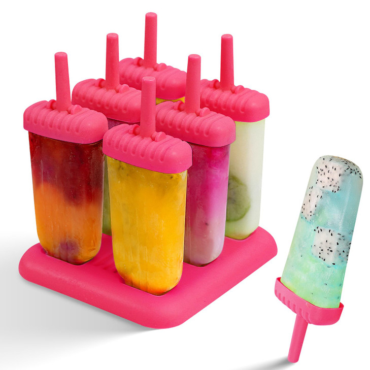 New Resunable Popsicles Molds,Pack of 6 Pce Ice Popsicle Maker- Food Grade BPA Free,Easy-Release Ice Pop Molds,Diy Homemade Popsicle Molds with Resun