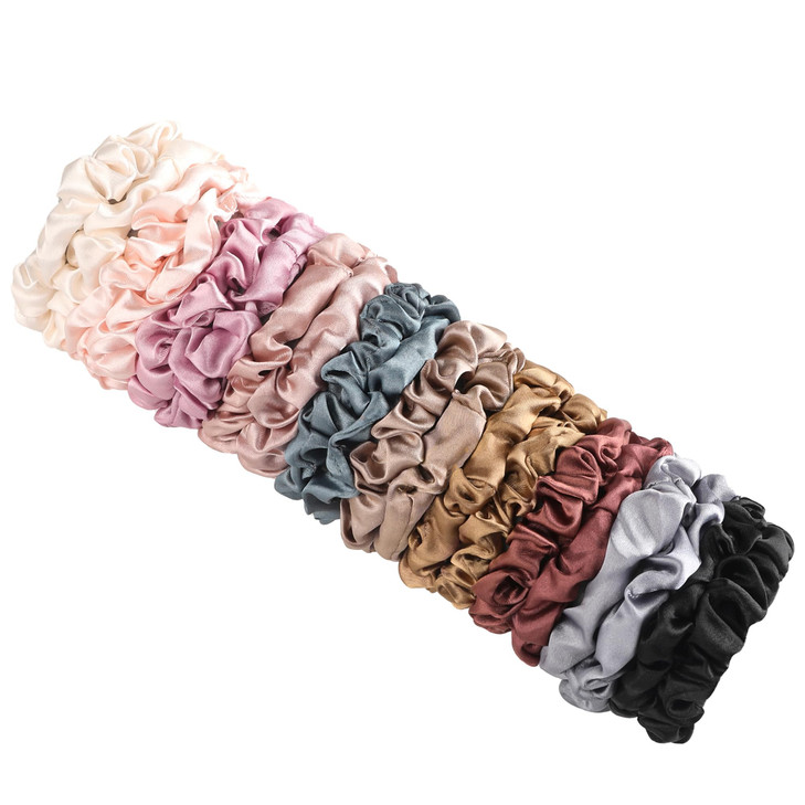 Hair Ties Satin Silk Small Scrunchies for Women Girls Ponytail Holders 20 Pcs Mini Bulk Scrunchies Elastic Hair Bands for Thick Curly Hair Pony Tails