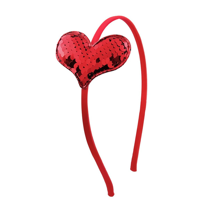 Valentine's Day Red Heart Headband Red Sequin Love Hair Band Hair Accessories Glitter Heart Shaped Hair Hoop headpiece Hairband For Girls Women Valen