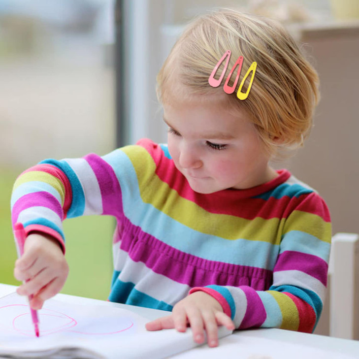 Cinaci 120 Pack in 30 Assorted Candy Color Anti-slip 2" DIY Metal Snap Hair Clips Barrettes Hair Accessories for Toddlers Kids Teens little Girls Wom