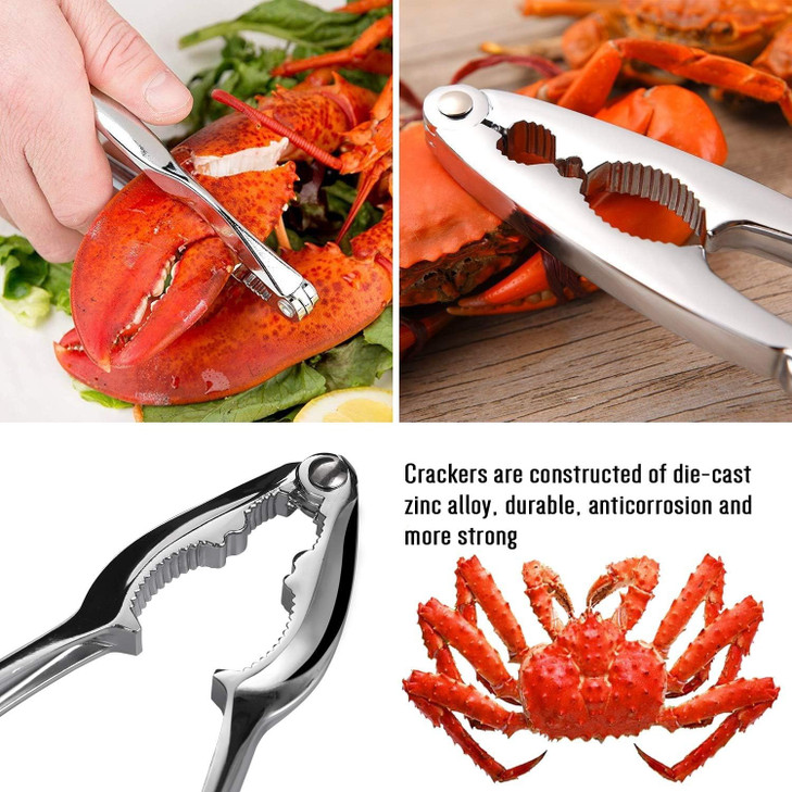 19 Pcs Seafood Tools Set, Crab Crackers And Tools Set, Include 4 Crab Crackers, 4 Shellfish/Seafood Forks, 4 Plastic Lobster Shellers, 4 Lobster Crab