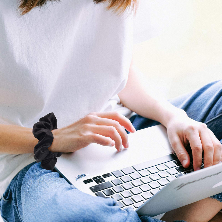 CEELGON Black Satin Silk Scrunchies for hair Big Scrunchies Satin Packs for Hair Scrunchies 10 Pack (Black)