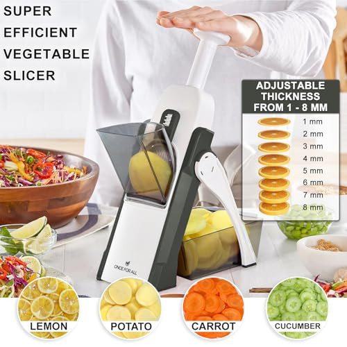 ONCE FOR ALL Safe Mandoline Slicer For Kitchen, Professional Vegetable Slicer For Food Potato Slices, Thickness Adjustable 0.1-8 mm Kitchen Artifact