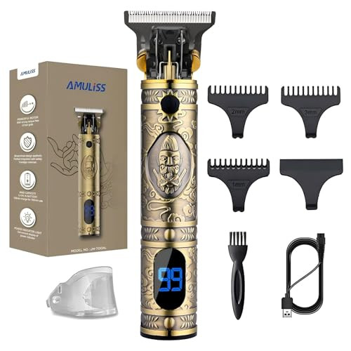 AMULISS Professional Mens Hair Clippers Zero Gapped Cordless Hair Trimmer Professional Haircut & Grooming Kit for Men Rechargeable LED Display
