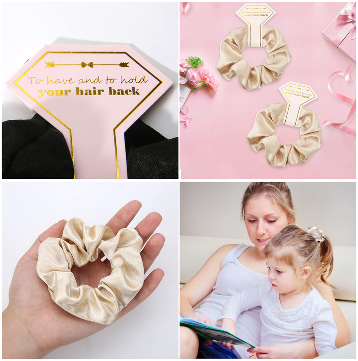 8pcs Satin Bridesmaid Proposal Gifts Hair Ties Hair Scrunchies Bachelorette Party Favors Satin Bridesmaid Gift for Wedding Parties (white & champagne