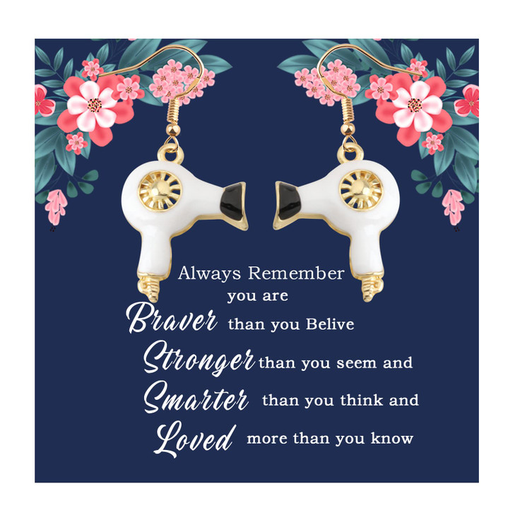 MYOSPARK Hair Stylist Gift Hair Dryer Earrings Hairdresser Gift Hair Stylist Jewelry Stylists Graduate Gift Cosmetology Gift (Hair Dryer Earrings)