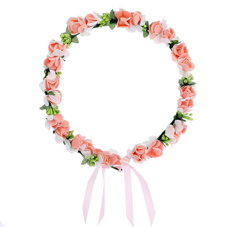 Onwon Multicolor Rose Flower Wreath Headband Floral Crown Garland Halo Hair Band for Wedding Festivals Photography Travel Performance Hair Accessorie