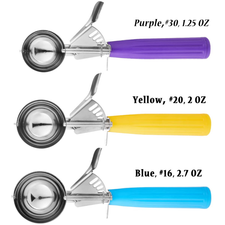 HOMURE H Ice Cream Scoop Set, 3 PCS Cookie Scoops, Disher, Muffin Scoops, Cupcake Scoop - #16 (2.7 oz), #20 (2 oz), #30 (1.25 oz), For Cookie, Ice Cr