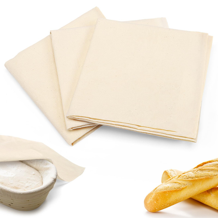 3pcs 100% cotton Tea Towels for Baking Sourdough - 28" Unbleached Bread Basket Flour Sack Towels, Proofing Cover Cloth for Dough Raising Baguettes Lo
