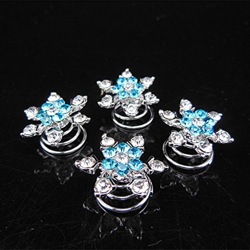 canjoyn 20 Pcs Snowflake Spin Hair Pins Swirl Hair Twists Coils Hair Clips Wedding Bridal Gem Rhinestone Metal Spiral Twist Bun Hair Pins Hair Access
