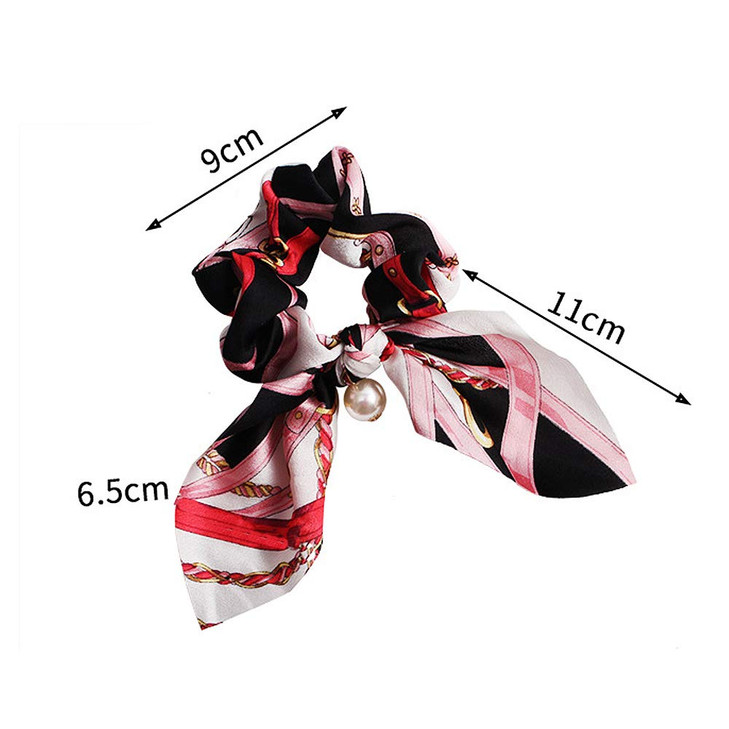 Hair Scrunchies Chiffon Elastic Hair Bands Bowknot Pearls Hair Accessories Hair Bands Silk Satin Scrunchies Bunny Ear Hair Scrunchies for Women,Girls