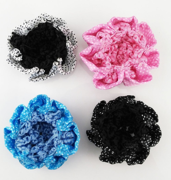 yueton Pack of 4 Girl Women Bun Cover Snood Ballet Dance Polka Dot Hair Net hair Accessories
